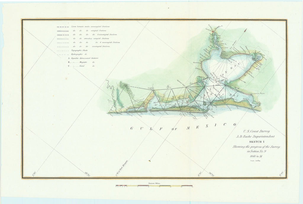 Sketch I Showing the Progress of the Survey in Section No. 9 [Galveston Bay]: Bache 1851