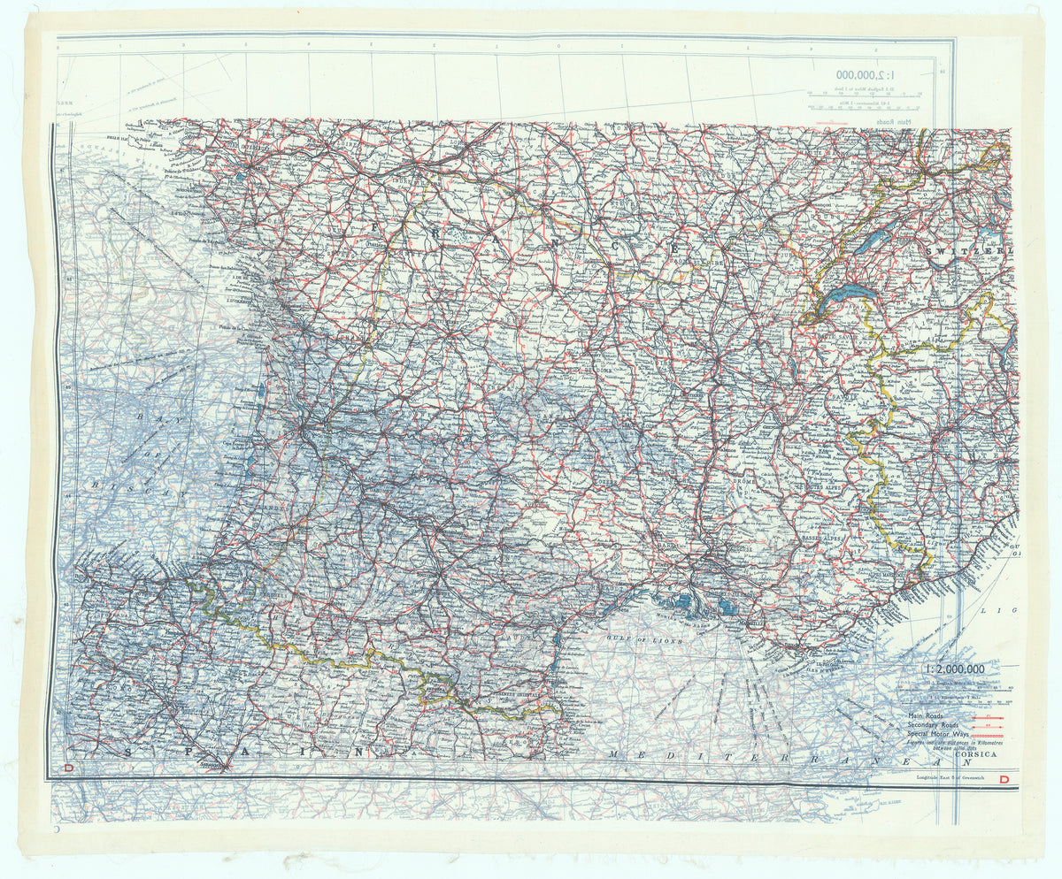 Silk Escape Map, Normandy & Southern France: c.1940 – The