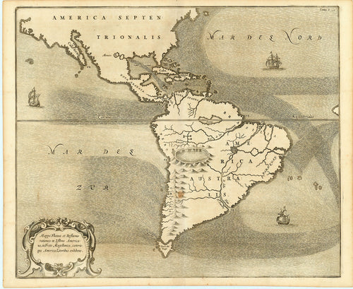 Old map of North and South America