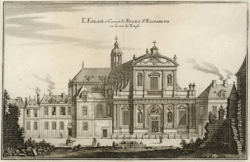 Old print of l'Église Sainte-Élisabeth-de-Hongrie de Paris