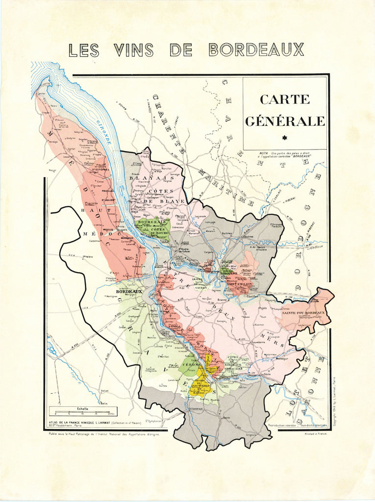 Les Vins de Bordeaux Carte Générale: Larmat 1949