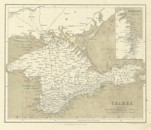 Old map of the Crimean Peninsula