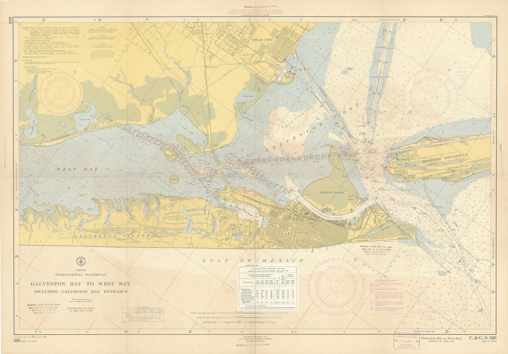 Old map of Galveston Island