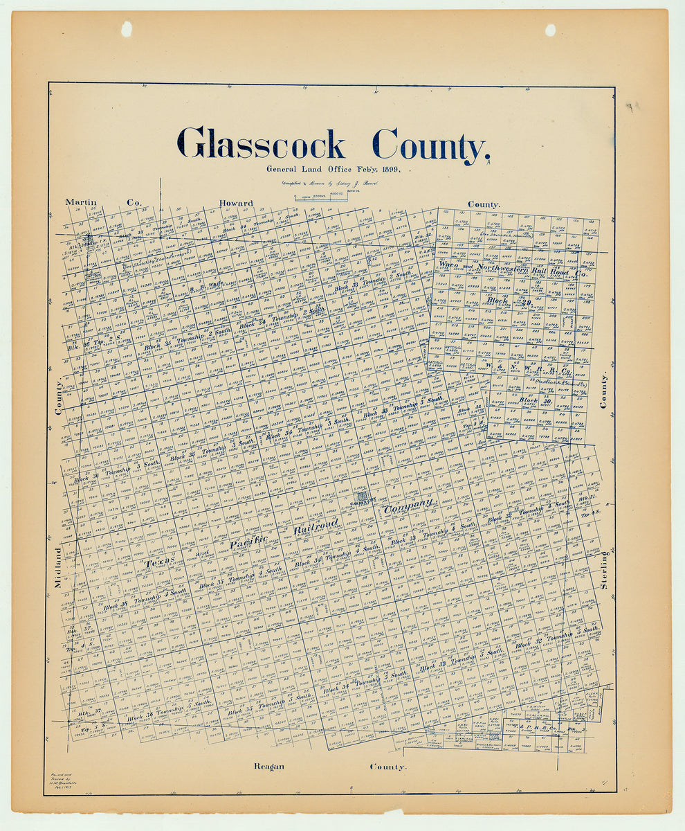Glasscock County Texas General Land Office Map ca. 1926 The