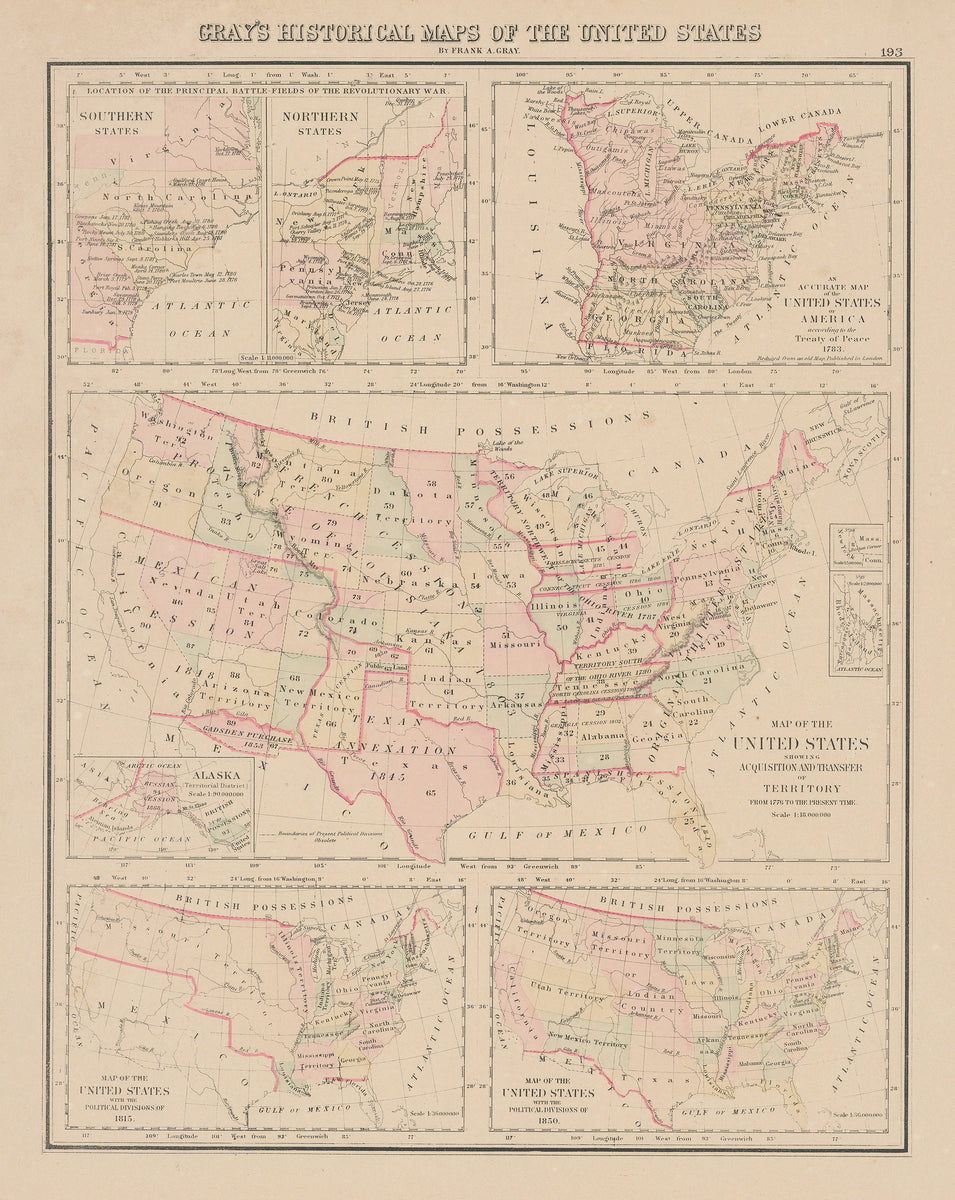 Gray's Historical Maps of the United States: Gray 1883 – The