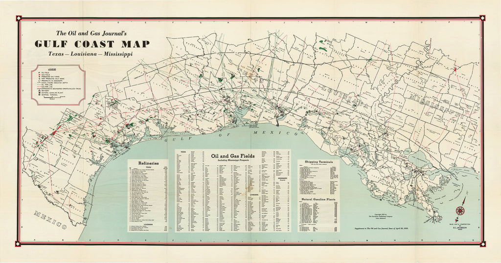 Old oil map of the Gulf Coast