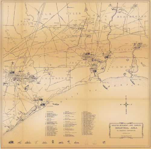 Old industrial map of the Texas Gulf Coast