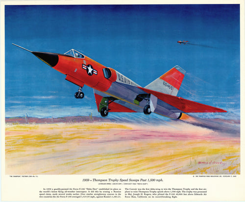 Old print of a military jet airplane