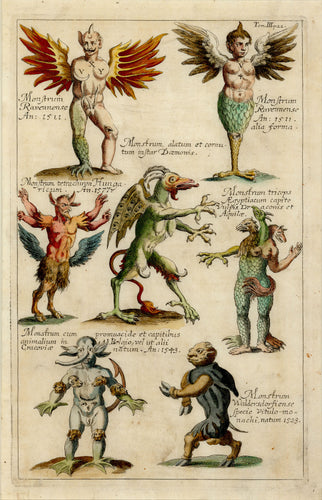 Old print of hybrid monsters