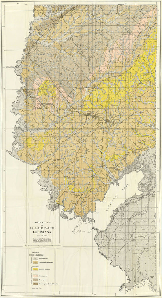 Old geological map of La Salle Parish Louisiana