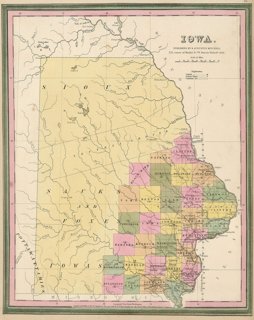 Old map of Iowa