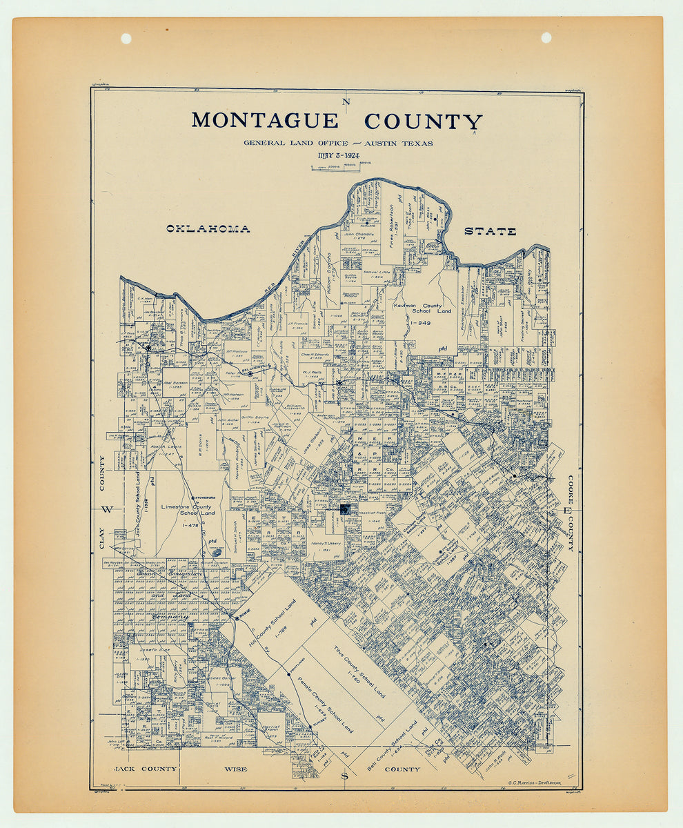 Montague County - Texas General Land Office Map ca. 1926 – The Antiquarium Antique Maps | Quality Custom Picture Framing