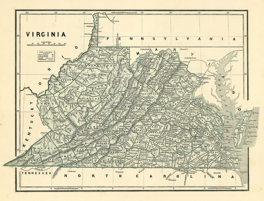 Old map of Virginia