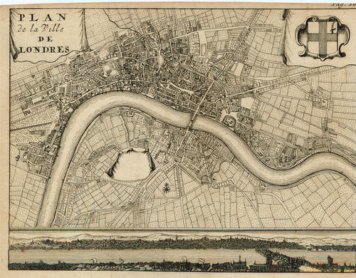 Old map of the city of London, England