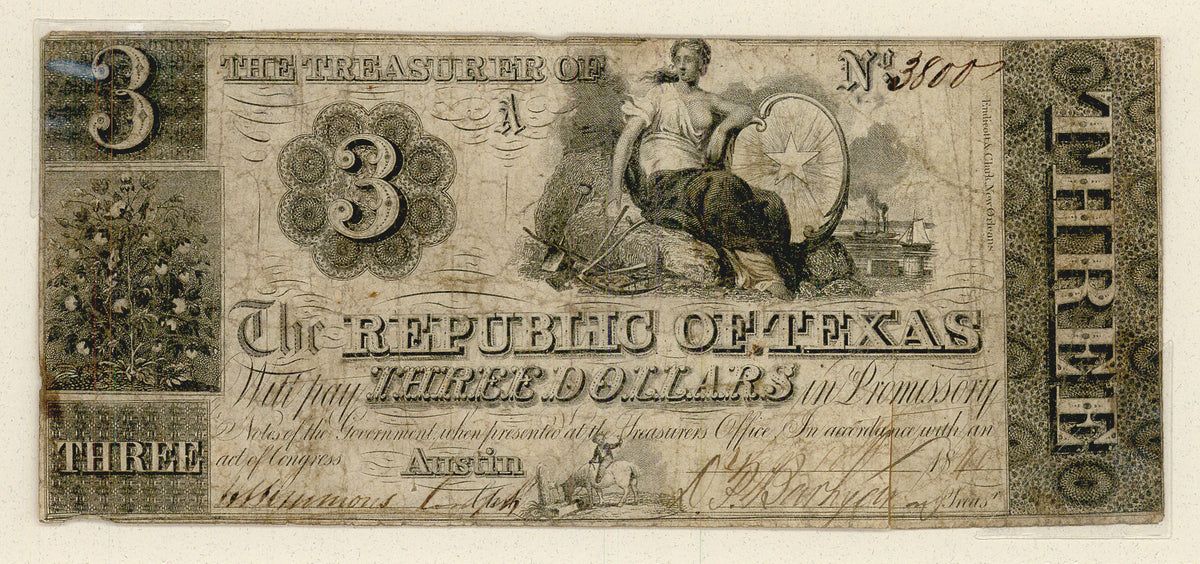 Fifty Dollars: Republic of Texas 1840 – The Antiquarium Antique