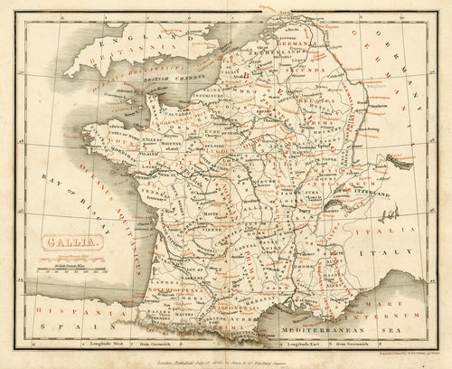 Old map of Roman France