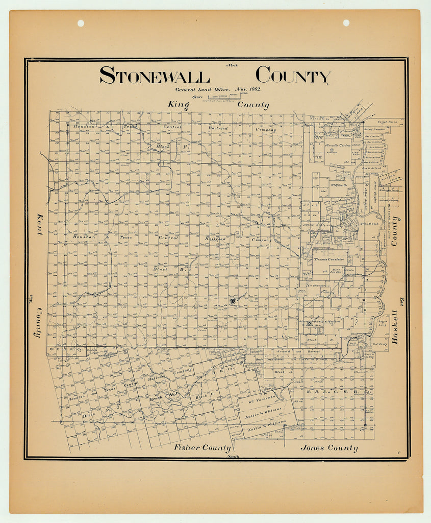 Stonewall County - Texas General Land Office Map ca. 1926