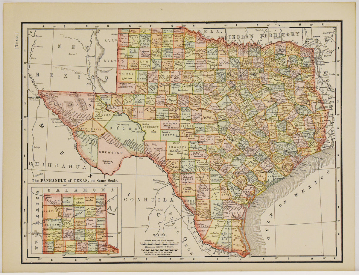 Map of Texas: Rand, McNally & Co. 1898 – The Antiquarium Antique Maps