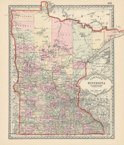 Old map of Minnesota