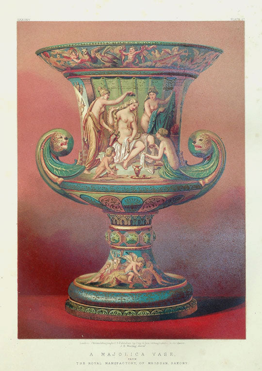 A Majolica Vase - Saxony: J. B. Waring 1862