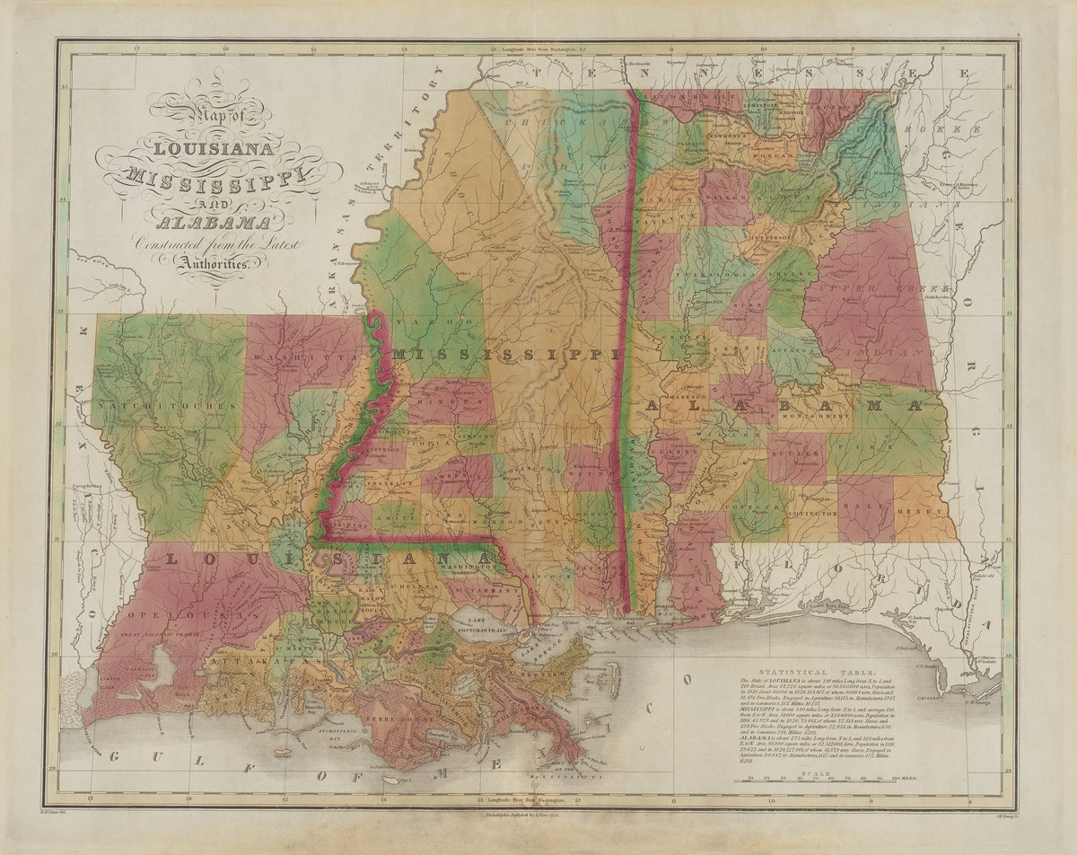 Louisiana, Mississippi, and Alabama, Edited Map from the In…
