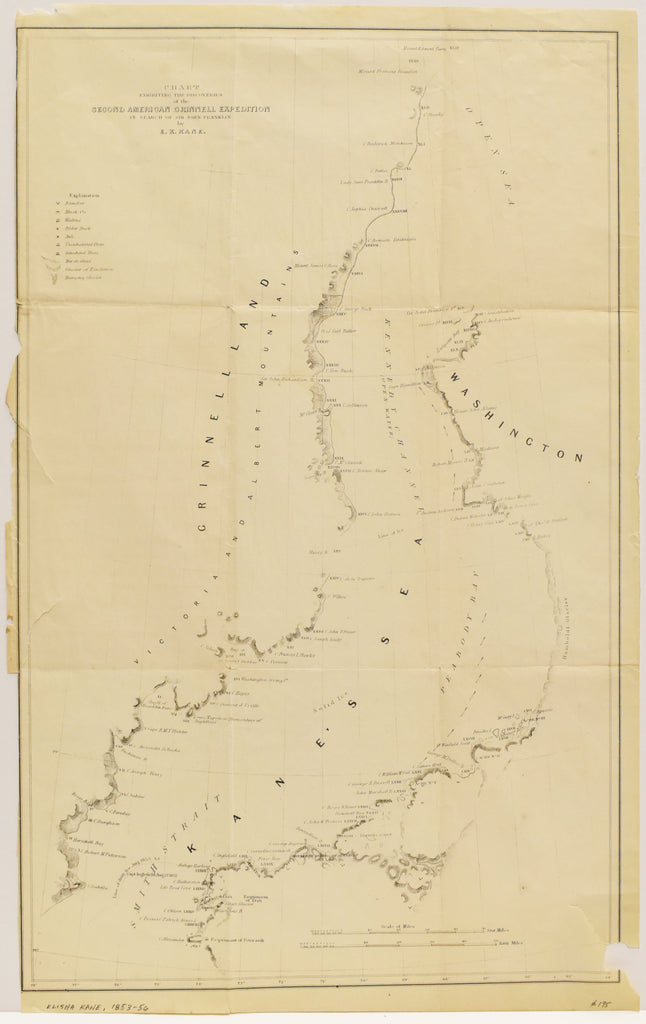 Chart Exhibiting the Discoveries of the Second American Grinnell Expedition: Kane 1853-56