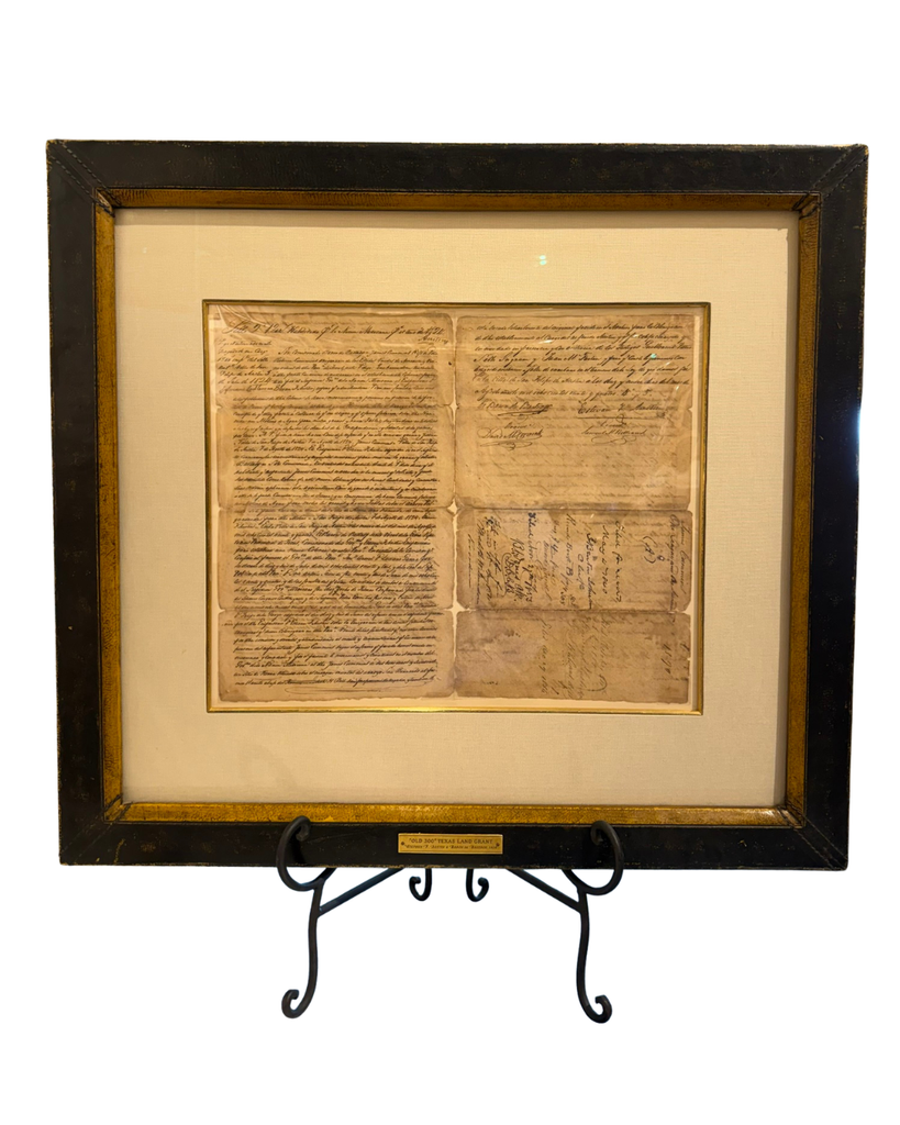 Framed [Old Three Hundred] Signed Colonial Texas Land Grant: By Stephen F. Austin, Baron de Bastrop and Samuel May Williams, 1824