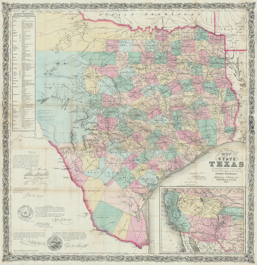 Map of the State of Texas Compiled from the records of the General Land Office...: De Cordova, 1858