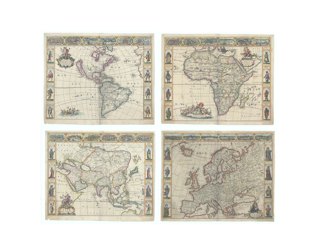 Frederick de Wit's Separately Published set of the Continents: de Wit, 1660
