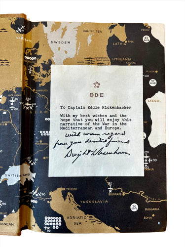 Eisenhower's Crusade in Europe, signed and inscribed to WWI Ace of Aces, Eddie Rickenbacker