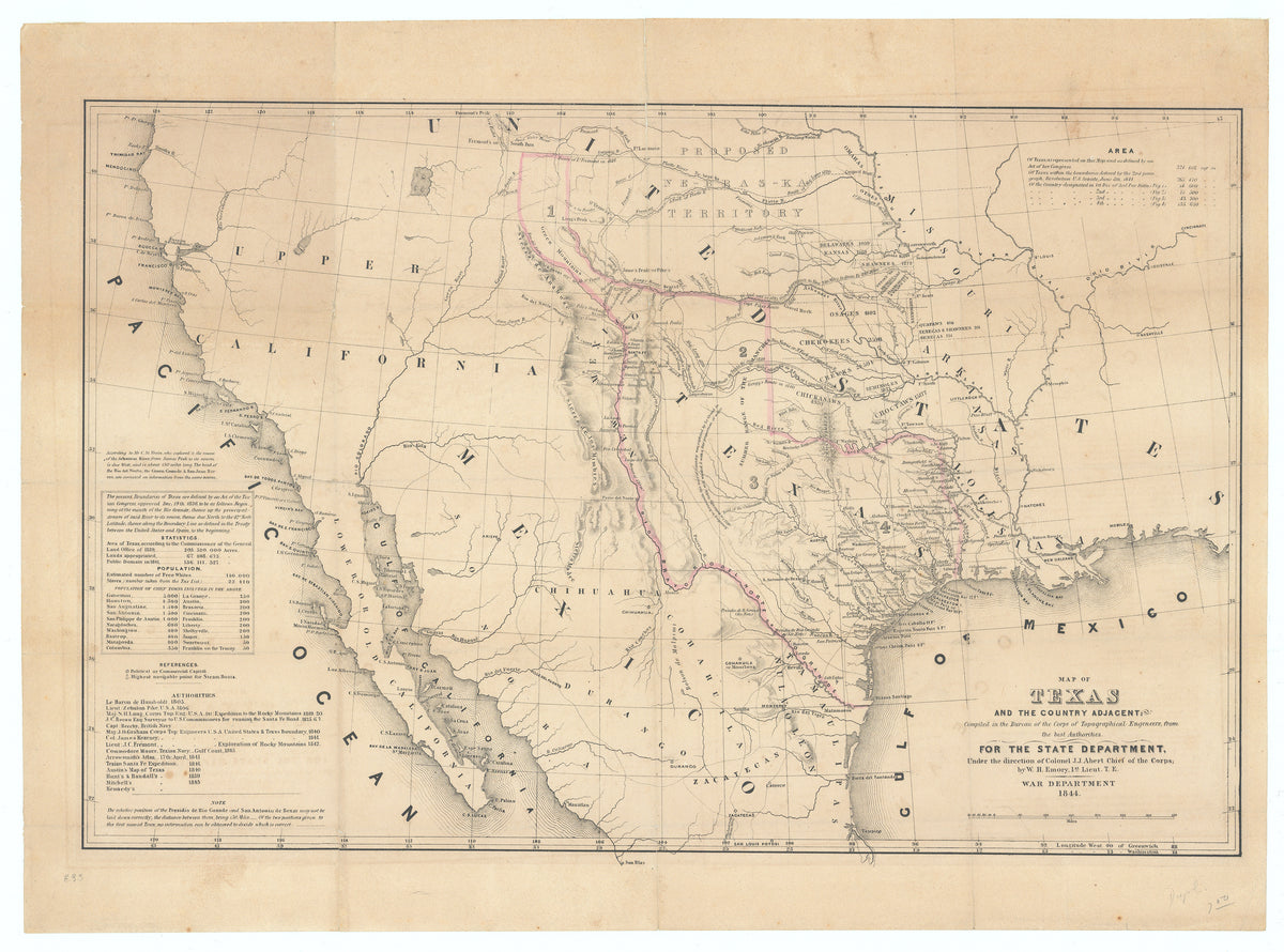 Map of Texas and the Country Adjacent: Emory, 1844 – The Antiquarium ...