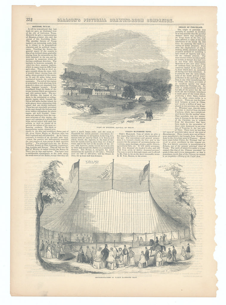 View of Houston, Capital of Texas: Gleason's Pictorial Drawing-Room Companion, 1852