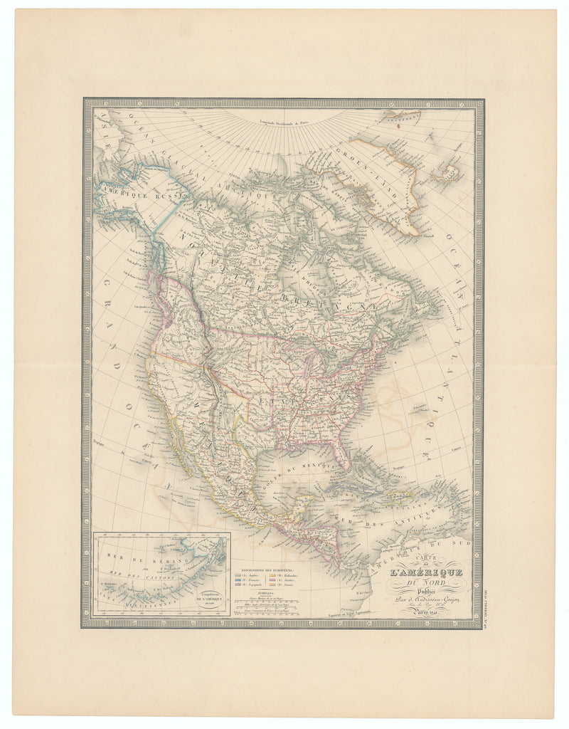 Carte De L'Amerique Du Nord: Andriveau-Goujon, 1841