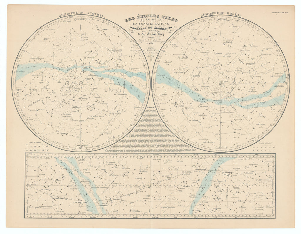 The Fixed Stars Divided in Northern and Southern Constellations...: Andriveau-Goujon, 1842