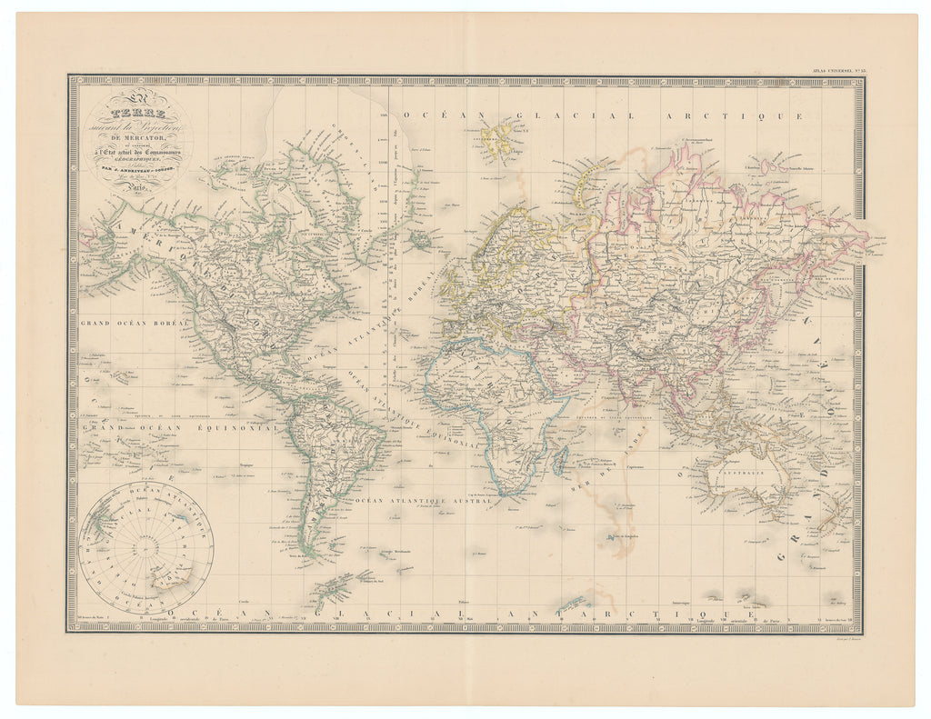 Earth according to the Mercator projection: Andriveau-Goujon, 1842
