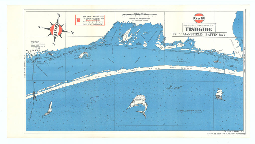 Gulf Oil Company Fishgide, Port Mansfield-Baffin Bay: Gulf Oil Company, c.1970
