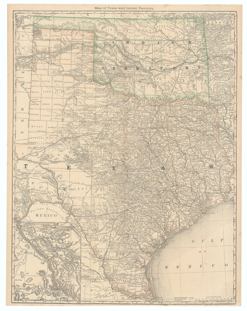 Map of Texas and Indian Territory: Hardesty, 1882