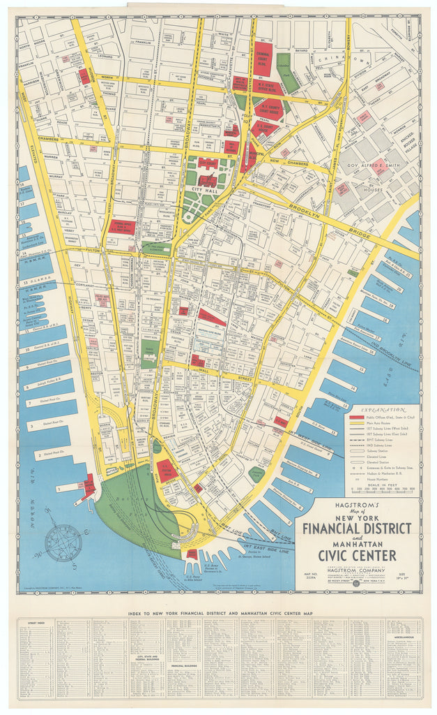 Hagstrom's Map of New York Financial District and Manhattan Civic Center: Hagstrom Company Inc., 1957
