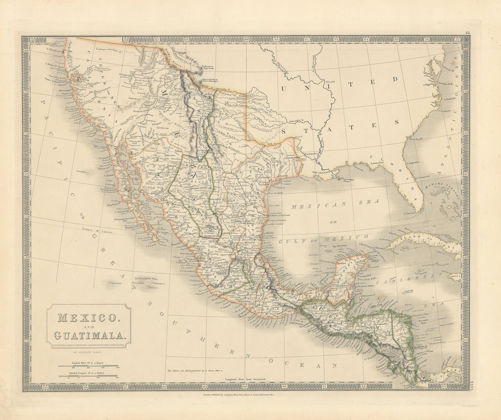 Mexico & Guatimala: Hall, c. 1835 - Republic of Texas!
