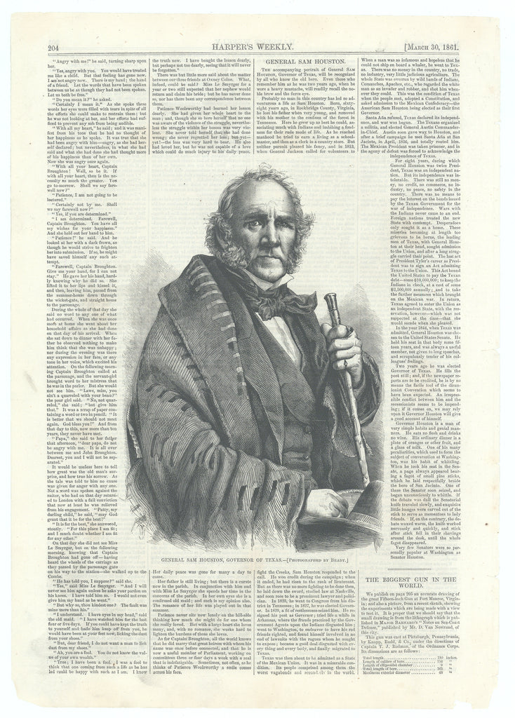 Harper's Weekly Featuring Sam Houston: 1861