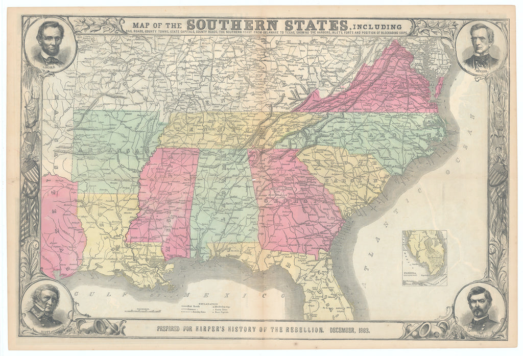 Map of the Southern States...: Harper & Brothers, 1863