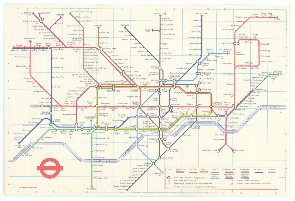 Underground Diagram of Lines and Station Index: Johnson, Riddle & Company Ltd., 1972