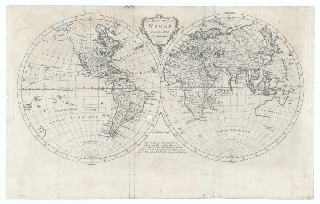 A Map of the World from the lateft Authorities: Kitchin, 1771