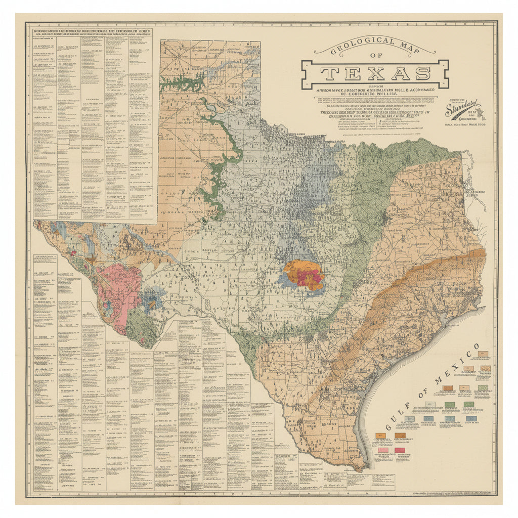 Geological Map of Texas...: Standard Blue Print, Map & Engineering Co., 1920