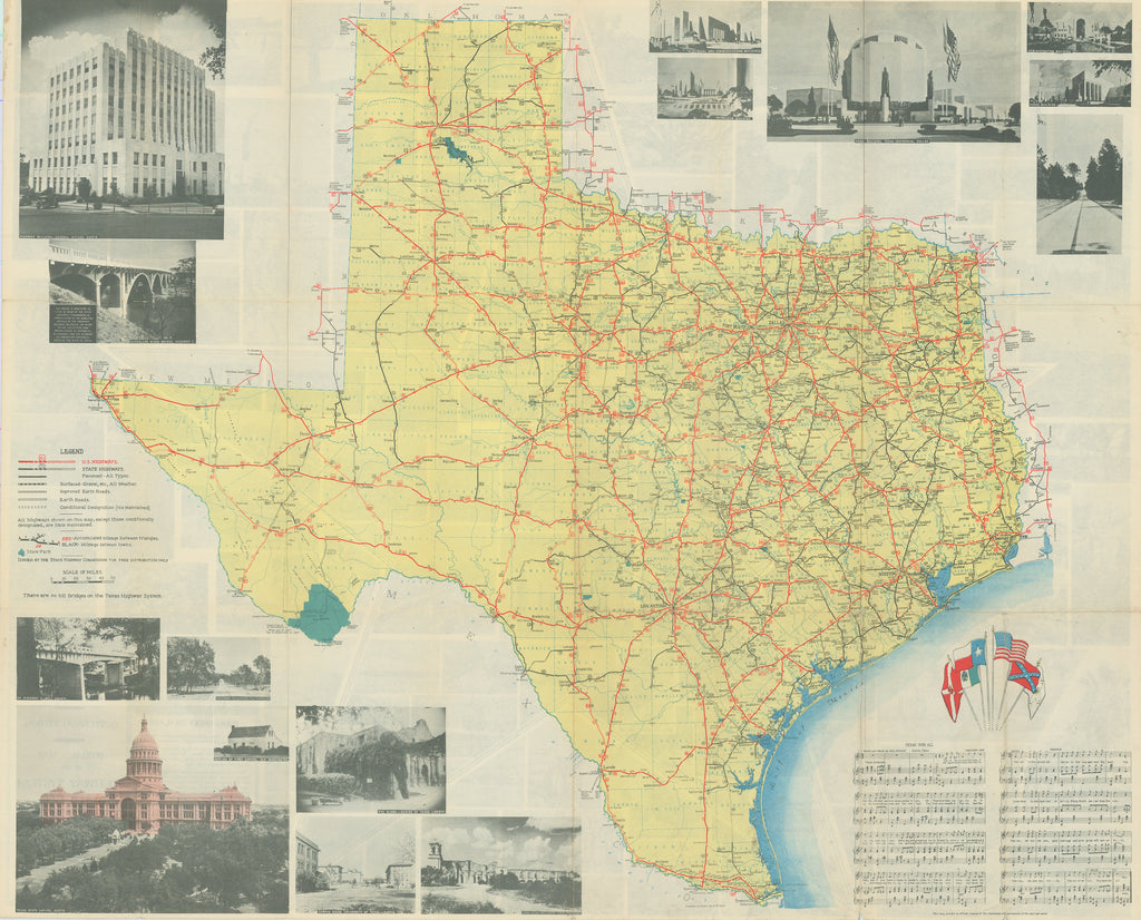 Official Map of the Highway Sytem of Texas [Centennial Edition]: Stene, 1936