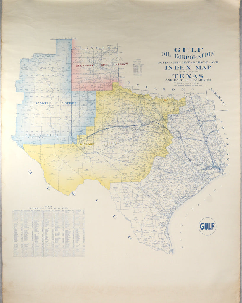 Gulf Oil Corporation Map of Texas: Gulf Oil Civil Engineering Dept., c.1960