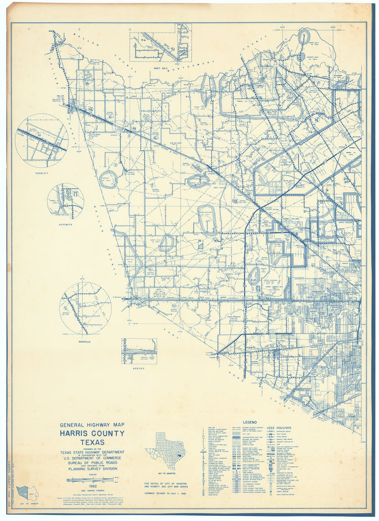 General Highway Map of Harris County Texas: Texas State Highway Department, 1962 [1966]