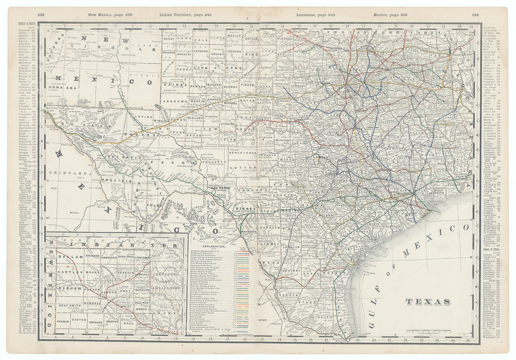 Railroad and County Map of Texas: Cram, c.1890