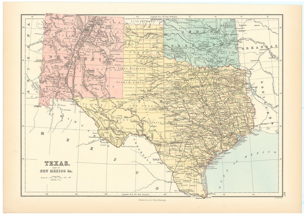 Texas, Part of New Mexico & c.: Adam and Charles Black, 1885