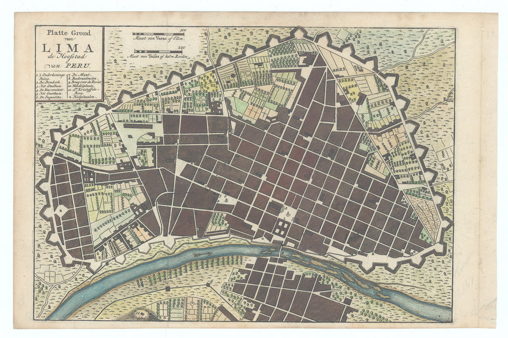 Platte Grond van Lima de Hoofstad van Peru: Tirion, c.1769